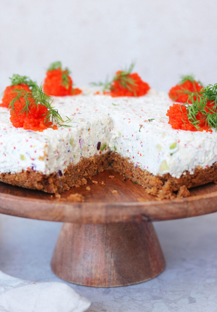 Vegansk skagencheesecake på kavringbotten