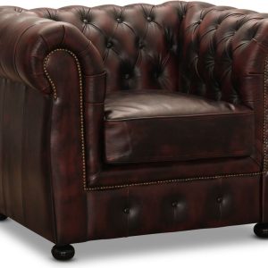 Dublin Chesterfield fåtölj Oxblod läder