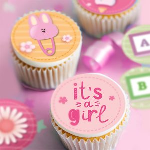 Baby Shower Rosa Tårtbilder/Muffinsbilder Ø3,4cm