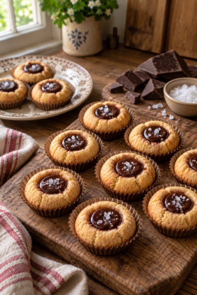 Veganska chokladgrottor med chokladkräm och flingsalt
