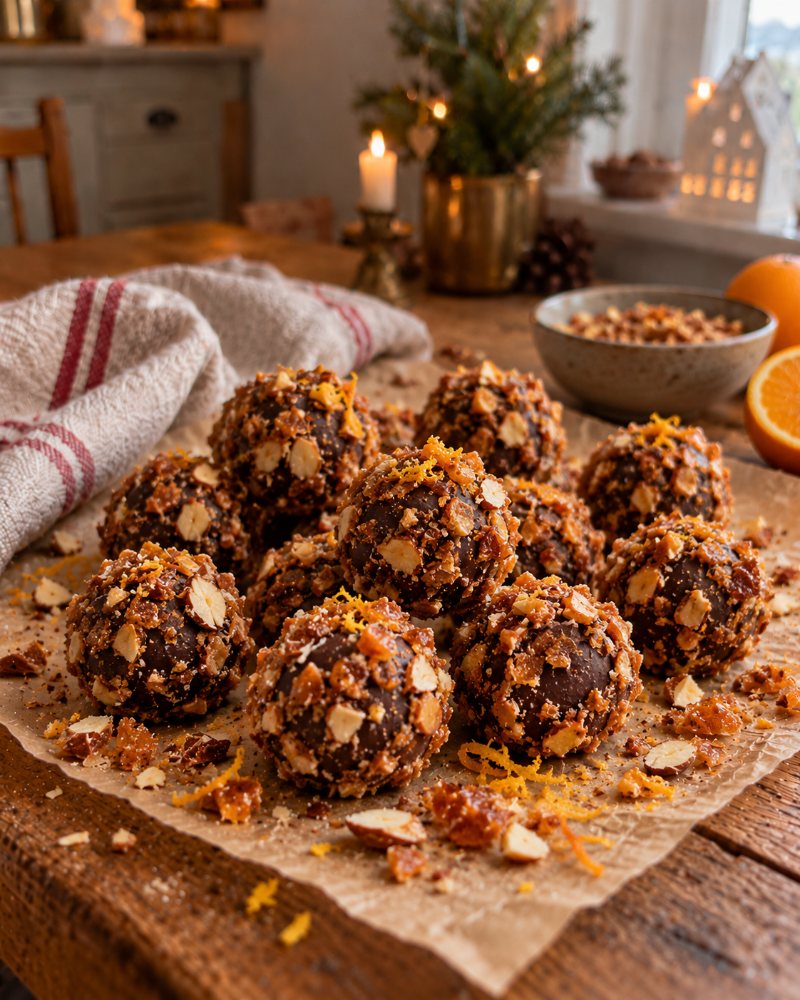 Chokladtryffel med apelsinkrokant